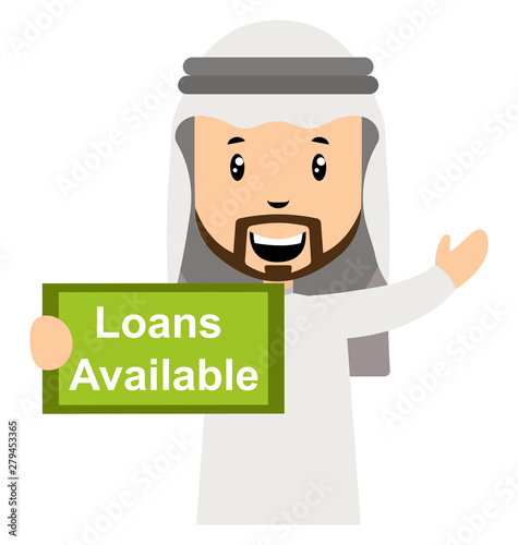 Arab with loans avaliable, illustration, vector on white background. photo