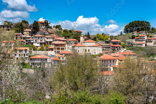 view of mountain village, Baltessiniko in Arcadia, Peloponnese, Greece