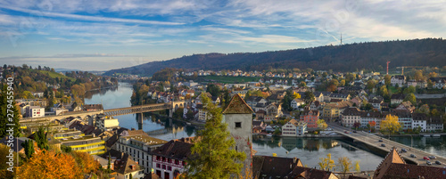 Europe, Switzerland, town of Schaffhausen, aerial view.