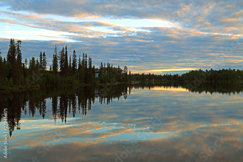 Summer night on northern lake. Lapland, Finland © valeriyap