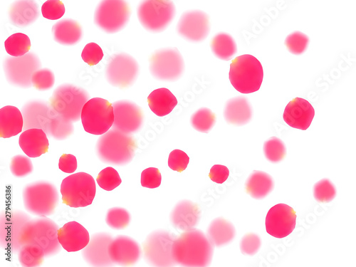 Rose gold petals flying cosmetics vector background.