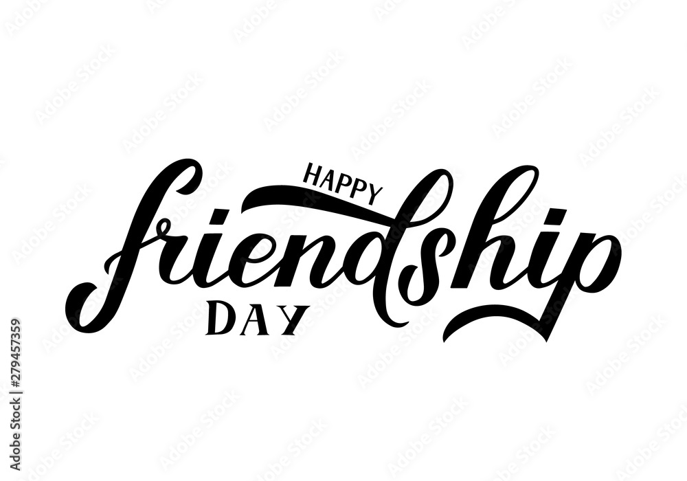 Happy Friendship Day calligraphy hand lettering isolated on white. Easy
