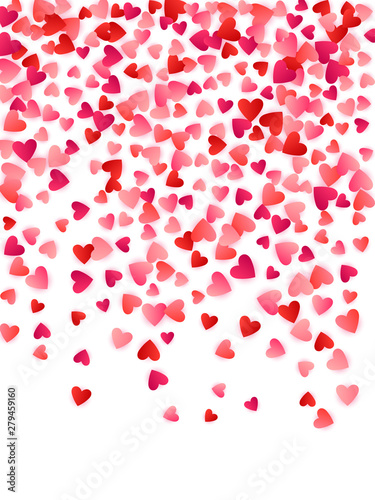 Fototapeta Naklejka Na Ścianę i Meble -  Red flying hearts bright love passion vector background.