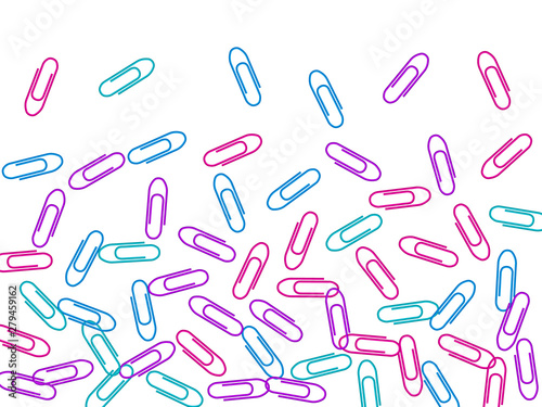 Stationary paperclips isolated on white background