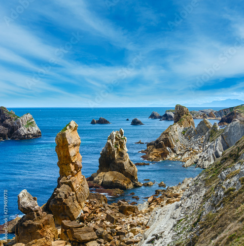 Atlantic ocean coastline near Portio Beach. photo