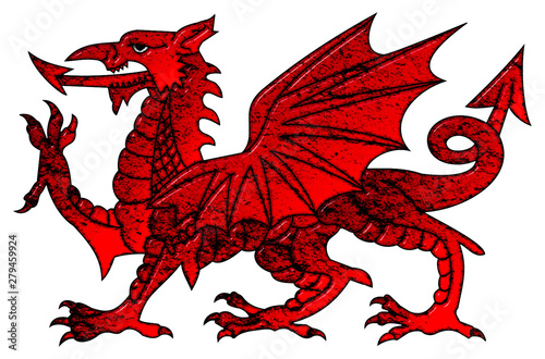 Welsh Dragon With a Grungy Bevel Effect