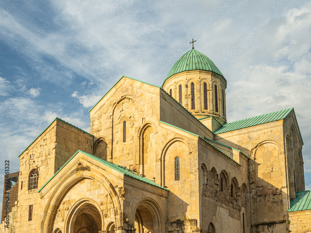 Georgian Orthodox Bagrati Cathedral illuminated by the evening sun