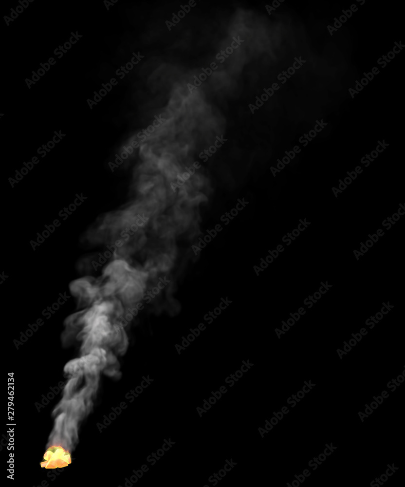 glowing tourist camp fire place with white smoke isolated on black background, design fire 3D illustration glowing tourist camp fire place with white smoke isolated on black background, design fire 3D illustration