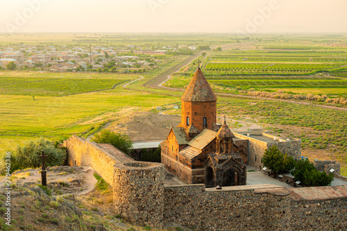 Ancient Khor Virap monastery located in the Ararat plain in Armenia