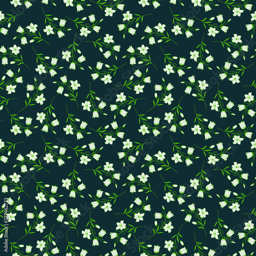 seamless pattern of flowers bells  hand-drawn  vector illustrations. 