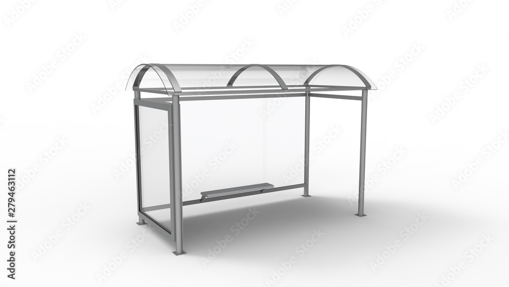 3d rendering of a bus stop shelter isolated in white background 3d rendering of a bus stop shelter isolated in white background