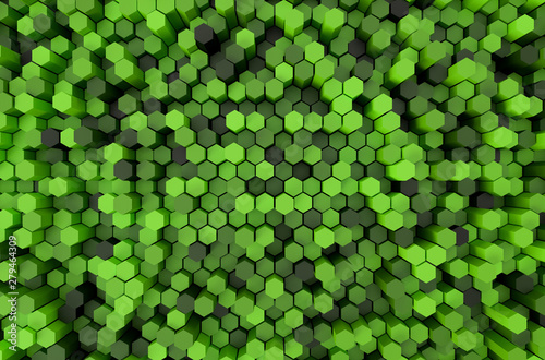  Green Hexagon pattern 3d rendering