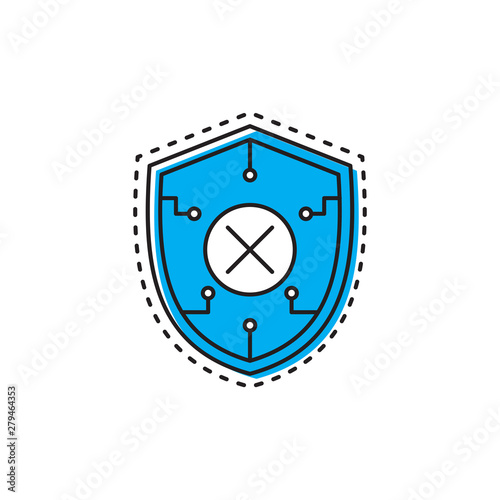 Blocked security shield vector icon isolated on white background