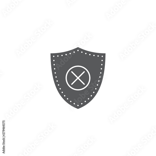 Blocked security shield vector icon isolated on white background