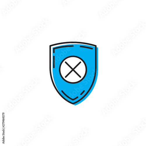 Blocked security shield vector icon isolated on white background