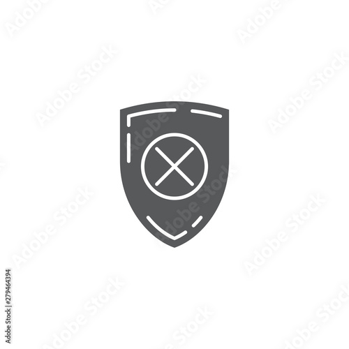 Blocked security shield vector icon isolated on white background