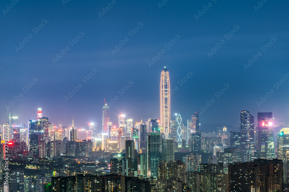 Night scene of Futian District, Shenzhen, Guangdong, China