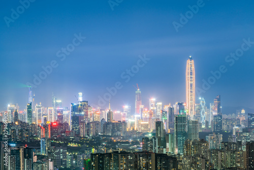 Night scene of Futian District  Shenzhen  Guangdong  China