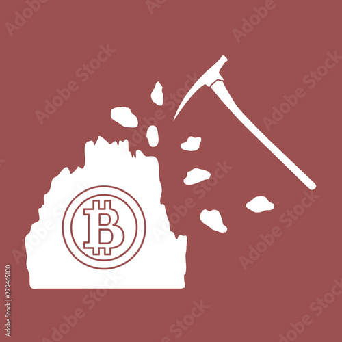 Mining of bitcoins. Digital currency.
