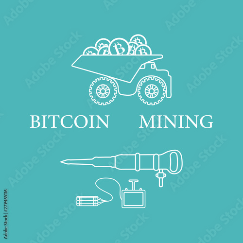 Dumper with bitcoins, dynamite and jackhammer.