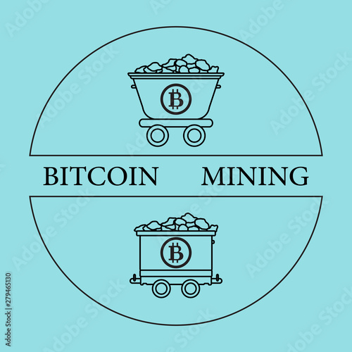 Mining bitcoins trolleys with ore.