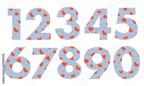 Arabic numerals with hearts.