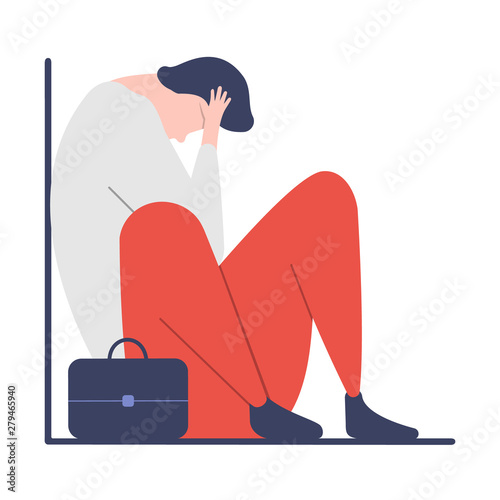 The businessman is sitting and he is depressed