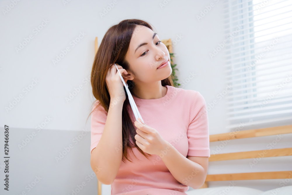 Woman suffer from cough with face mask protection. Woman suffer from cough with face mask protection.