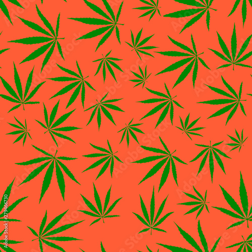 Cannabis leaves seamless pattern. Flat picture