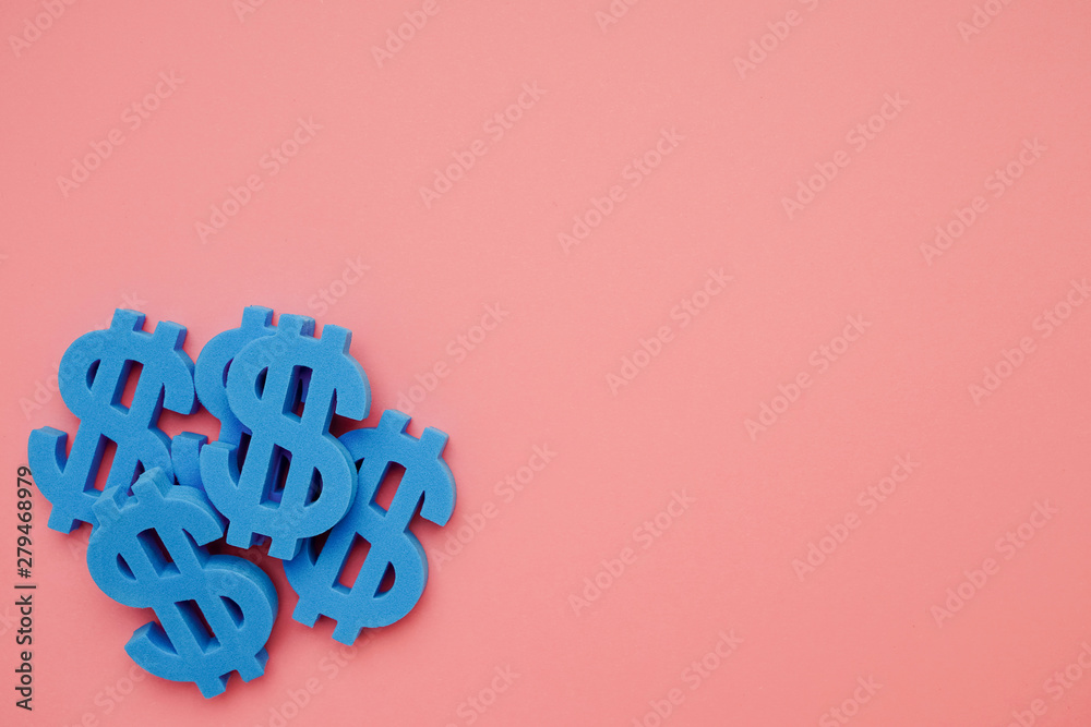 Pink background wiith dollar symbols , money sign Pink background wiith dollar symbols , money sign