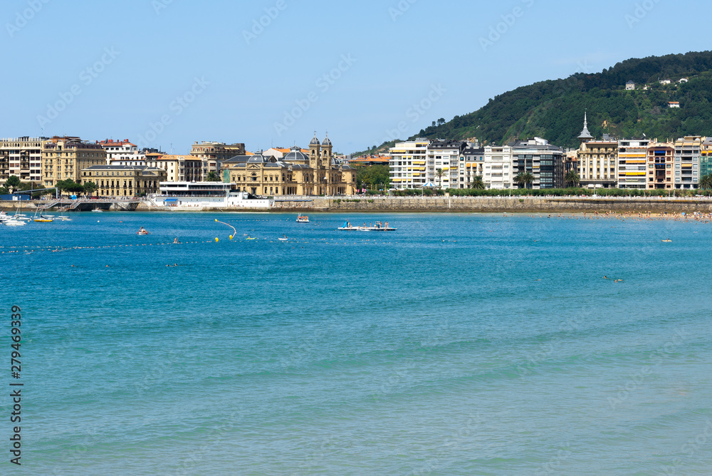 Bay of San Sebastian with Town Hall as background, Spain