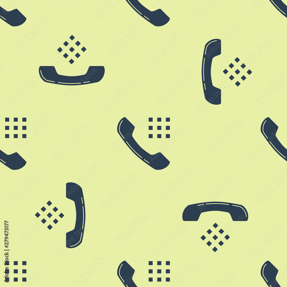 Fototapeta Blue Telephone handset icon isolated seamless pattern on white background. Phone sign. Vector Illustration