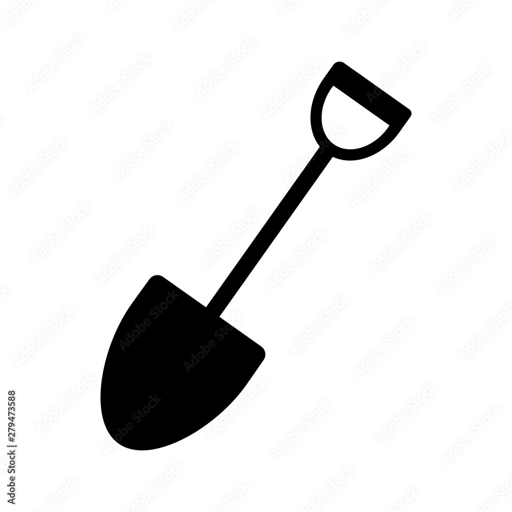 Shovel vector Icon. Gardening Illustration symbol. Construction Equipment Sign or logo.