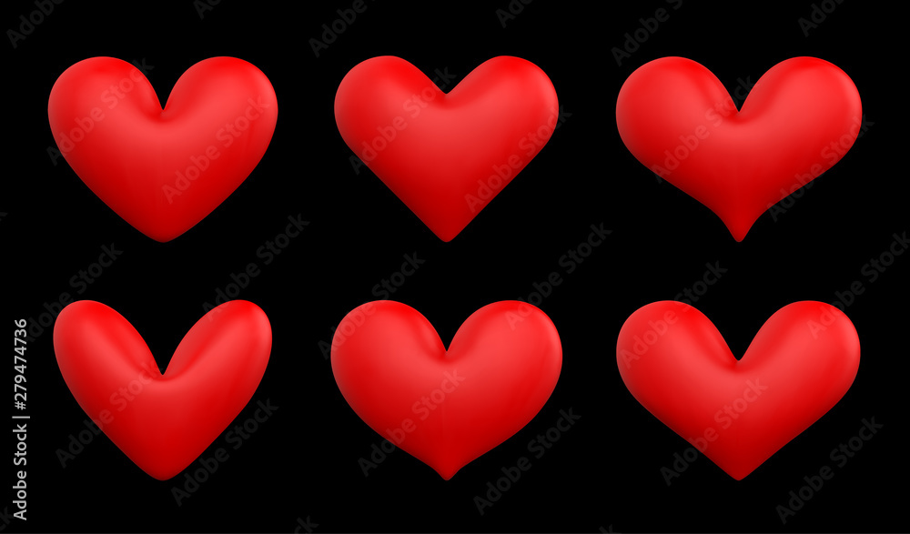Red hearts different 6 shape