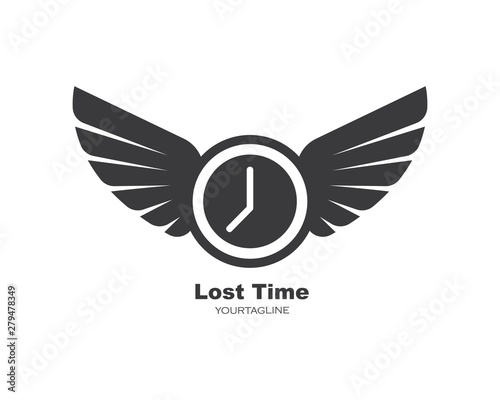 clock and wings  logo icon of time out illustration design vector