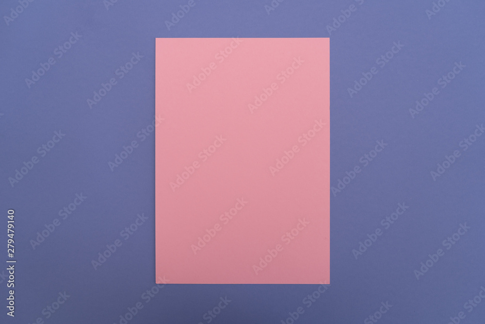 Blank pink paper sheet on lilac background. Layout for business, posters and banners. Blank pink paper sheet on lilac background. Layout for business, posters and banners.