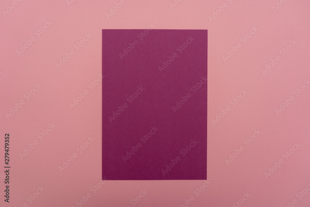 Blank pink paper sheet on light pink background. Layout for business, posters and banners. Blank pink paper sheet on light pink background. Layout for business, posters and banners.