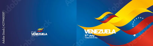 Independence Day Venezuela flag ribbon two fold landscape background