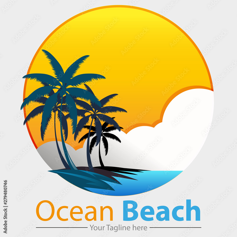 Obraz premium Vector abstract, Ocean Beach logo or symbol