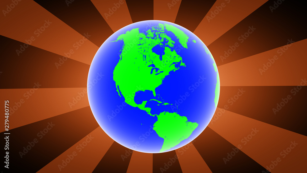 Fototapeta premium Globe in orange background.