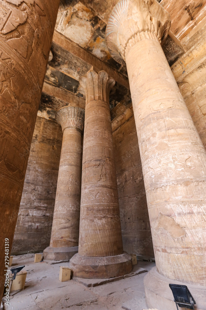 Columns in Edfu Temple, Edfu, Egypt