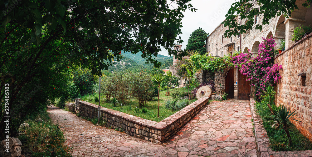 Obraz premium Podmaine or Podostrog orthodox Monastery in Budva city, Montenegro
