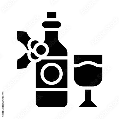 Wine vector, Chirstmas menu solid style icon