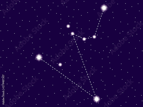 Hydrus constellation. Starry night sky. Zodiac sign. Cluster of stars and galaxies. Deep space. Vector illustration photo