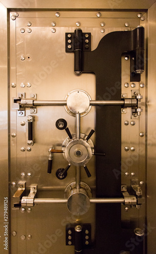 old fashion lock an a bank door