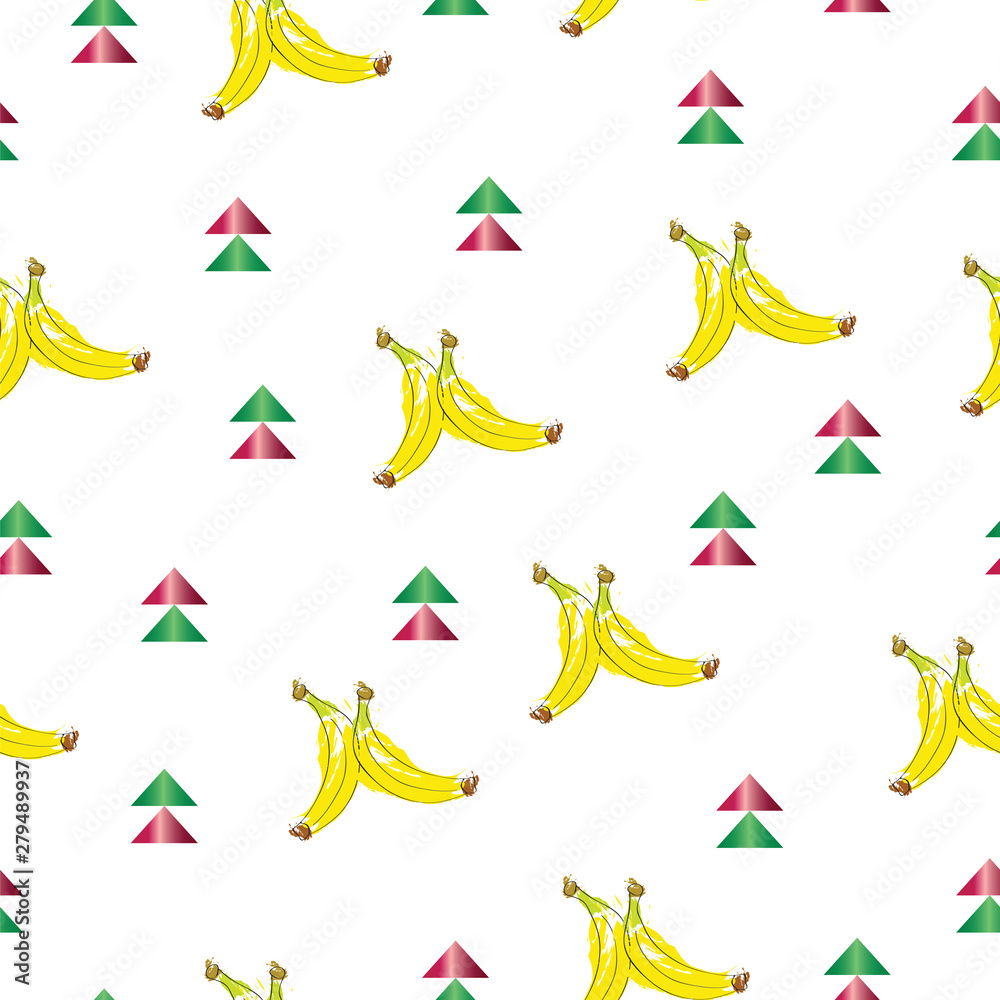 seamless pattern with bananas vector on white background - summer theme seamless pattern with bananas vector on white background - summer theme