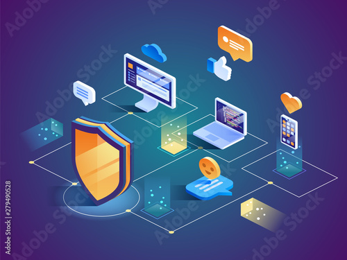 Isometric Security Data Protection concept