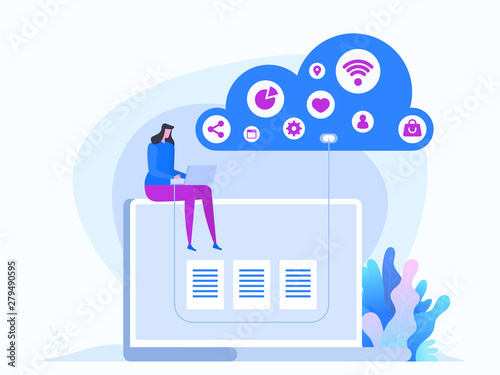 Modern flat design concept of Cloud Technology