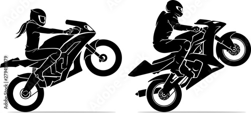 Male and Female Ride Sports Motorcycle