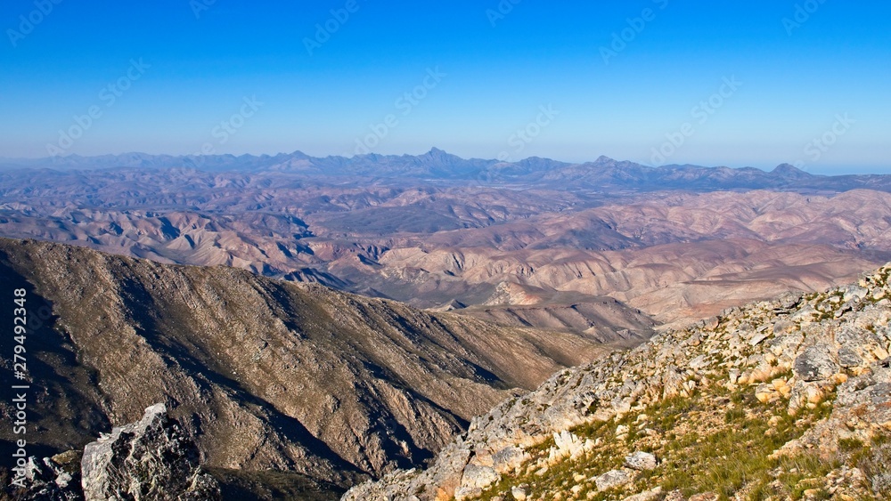 The Kouga and Tsitsikamma mountain ranges  viewed from Saptoukop mountain peak in South Africa. 